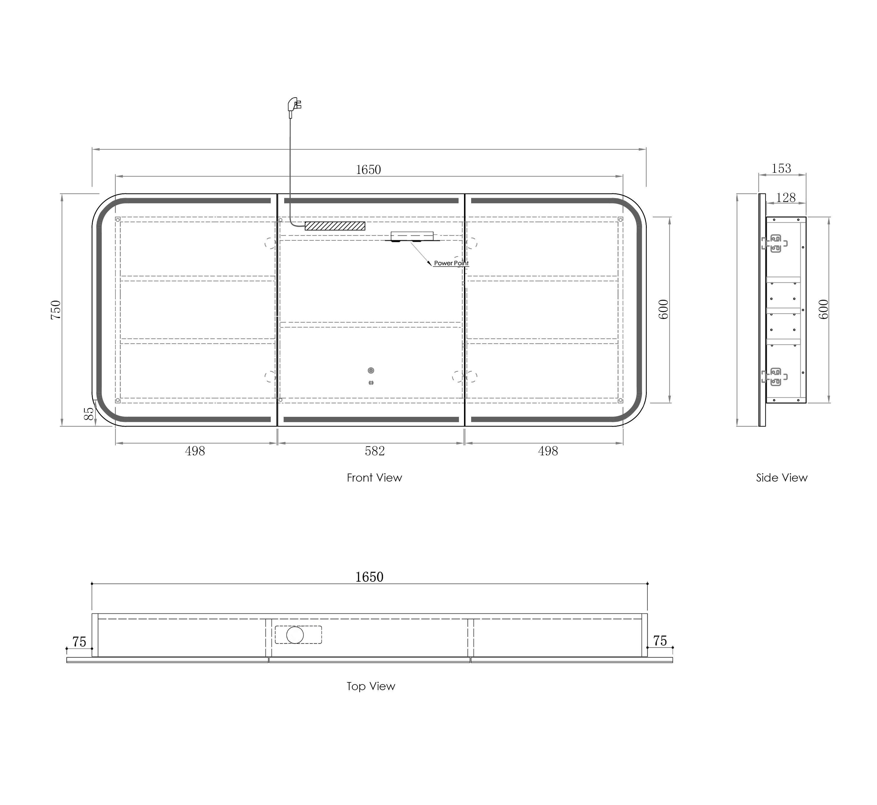 LED Newport 1800(W)x750(H) Black Oak Shaving Cabinet - Premium Edition