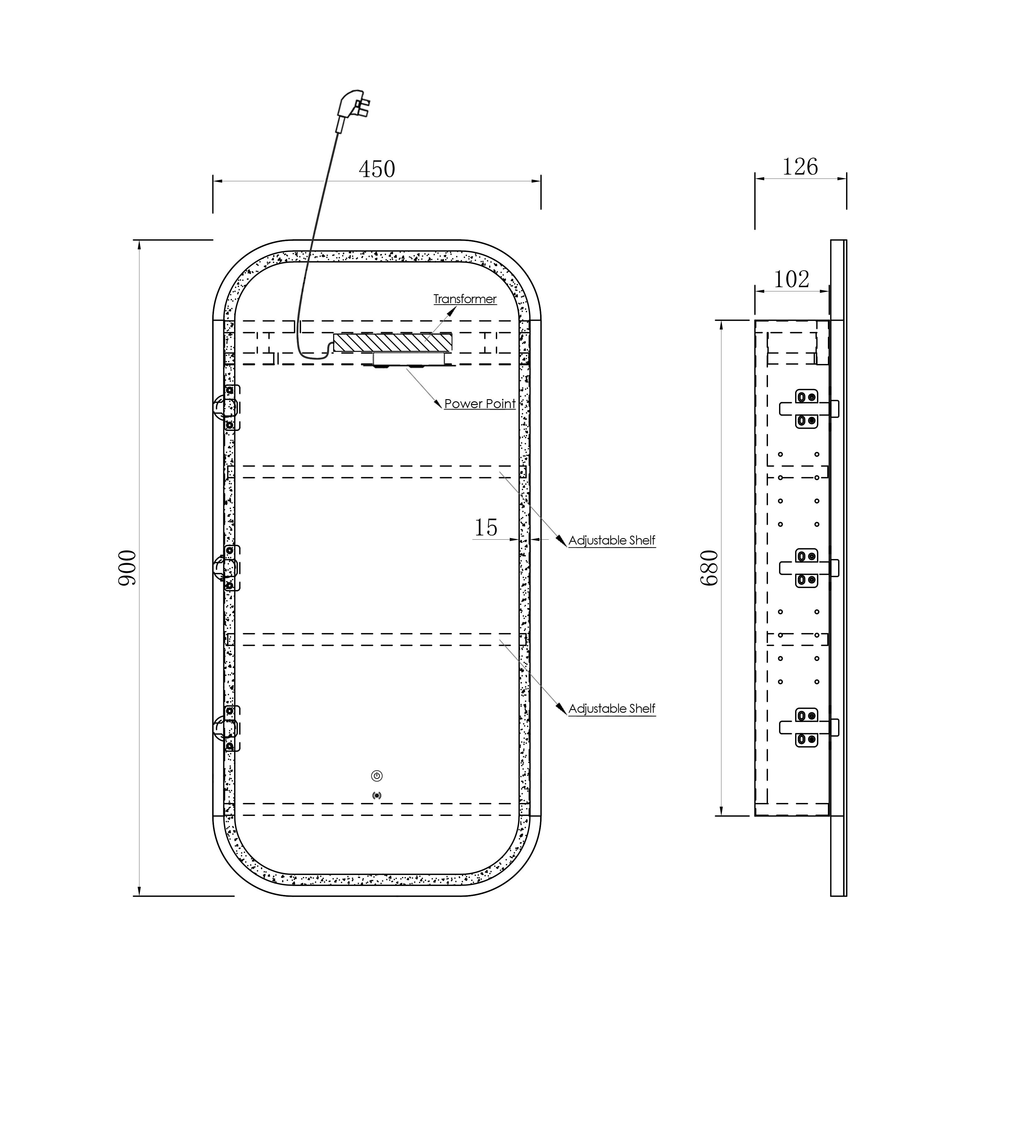 LED Newport 900(H)x450(W) Natural Oak Shaving Cabinet - Premium Edition
