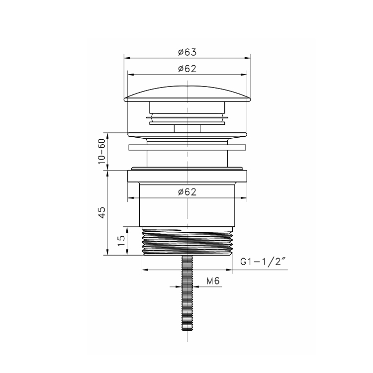 UNIVERSAL POP UPPULLOUT WASTE 32MM40MM BRUSHED GOLD