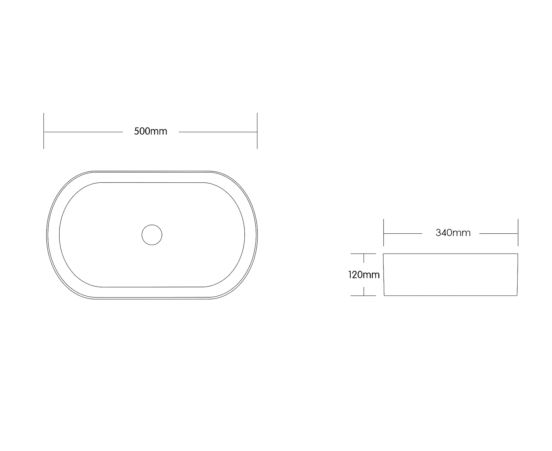 Quay Oval 500x340x120 Carbon Grey Basin