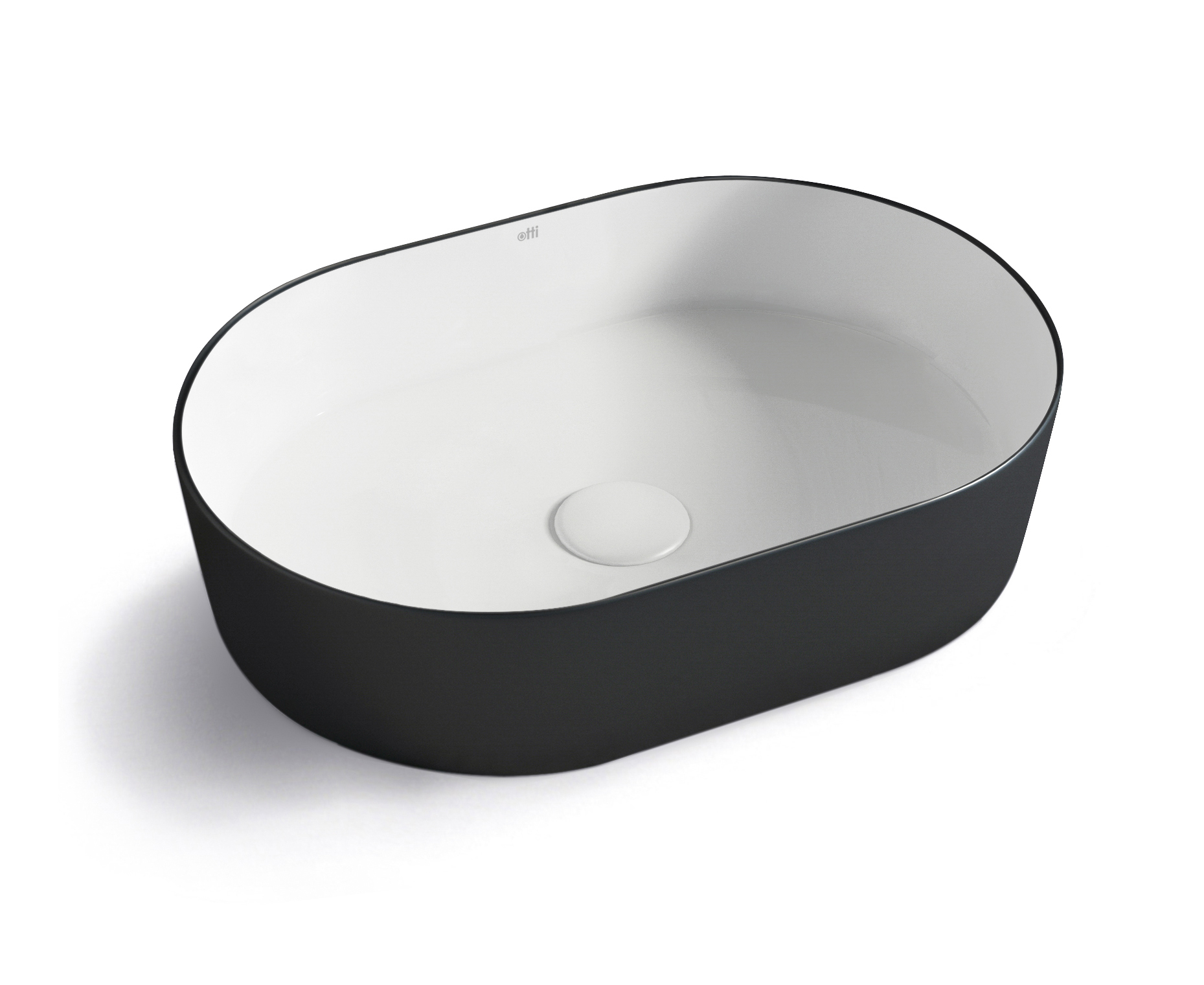 QUAY OVAL 500X330X120 MATTE BLACK & GLOSS WHITE BASIN