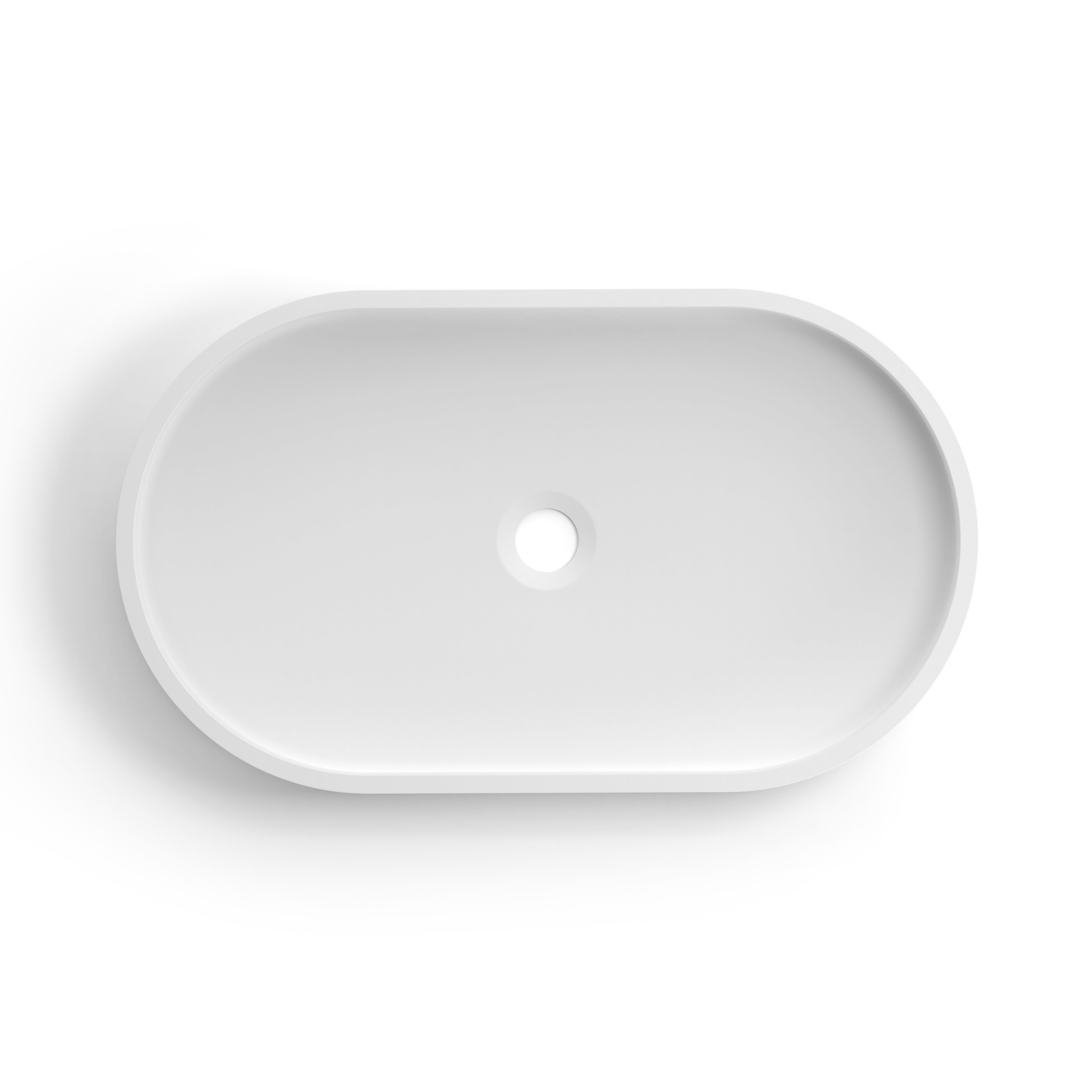 HUDSON OVAL 600X350X120 CONCRETE FLUTED WHITE BASIN