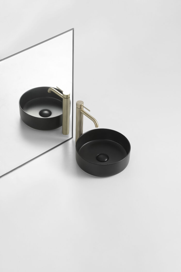 Riva 499 Round Matt Black Ceramic Above Counter Basin