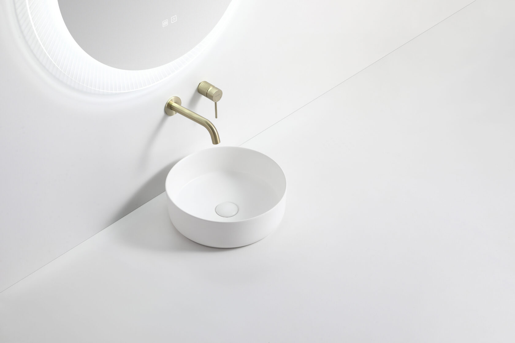 Riva 499 Round Matt White Ceramic Above Counter Basin