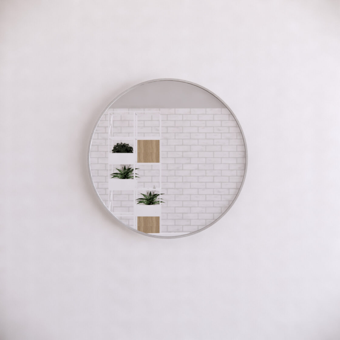 Brushed Nickel Framed Round 800/600mm Mirror Wall Mounted - ME6060R-BN 600x600mm