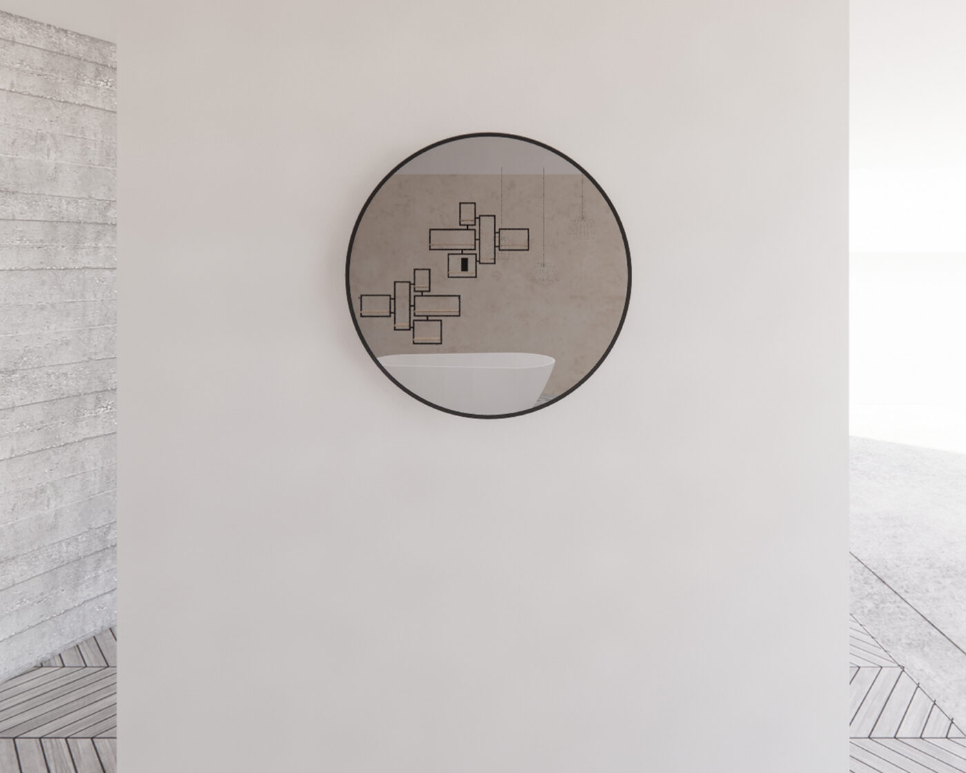 Black Framed Round 800/600mm Mirror Wall Mounted - ME8080R-BF 800x800mm