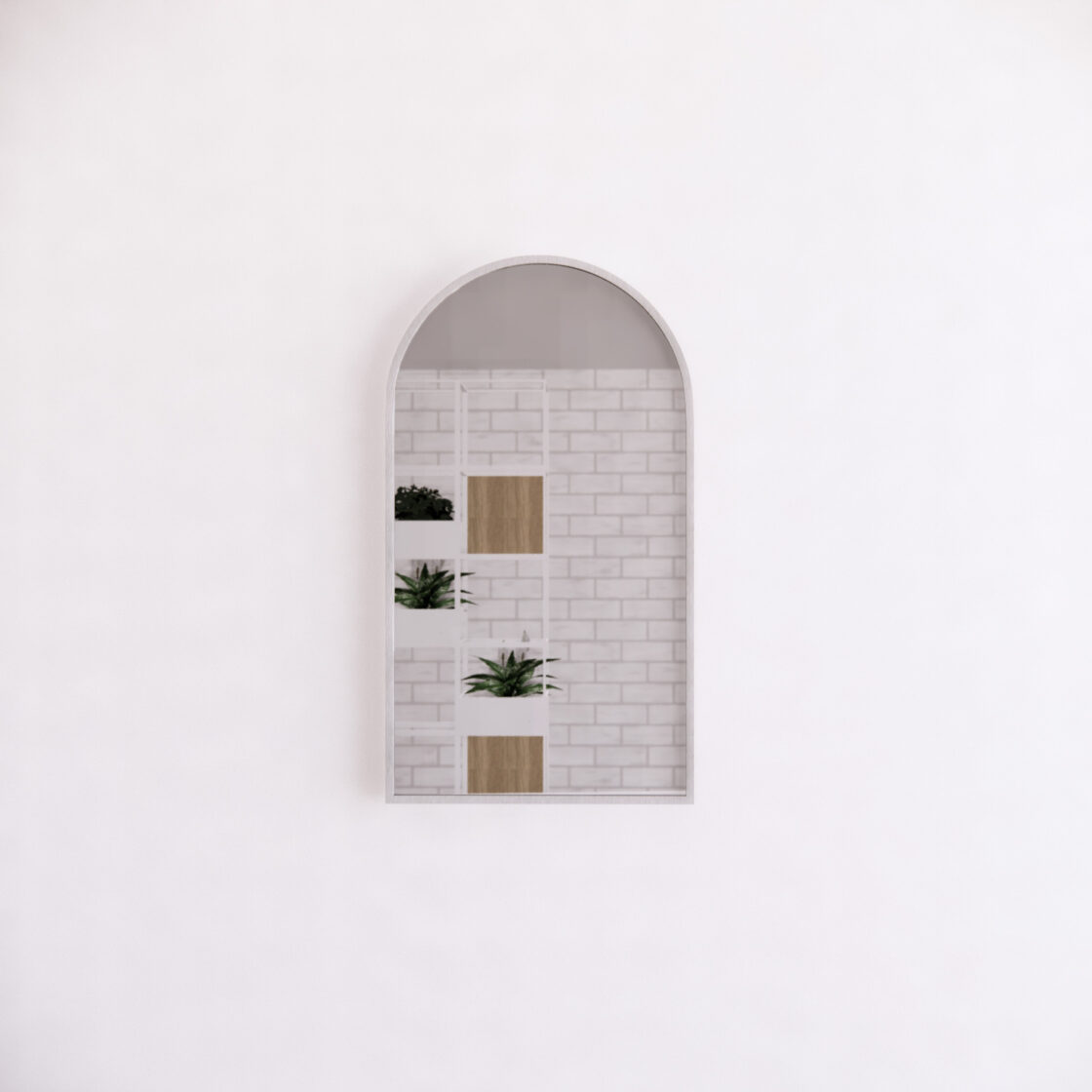 Brushed Nickel Framed Arch 450/600mm Mirror Wall Mounted - ME-AR2-8045BN 450x800mm