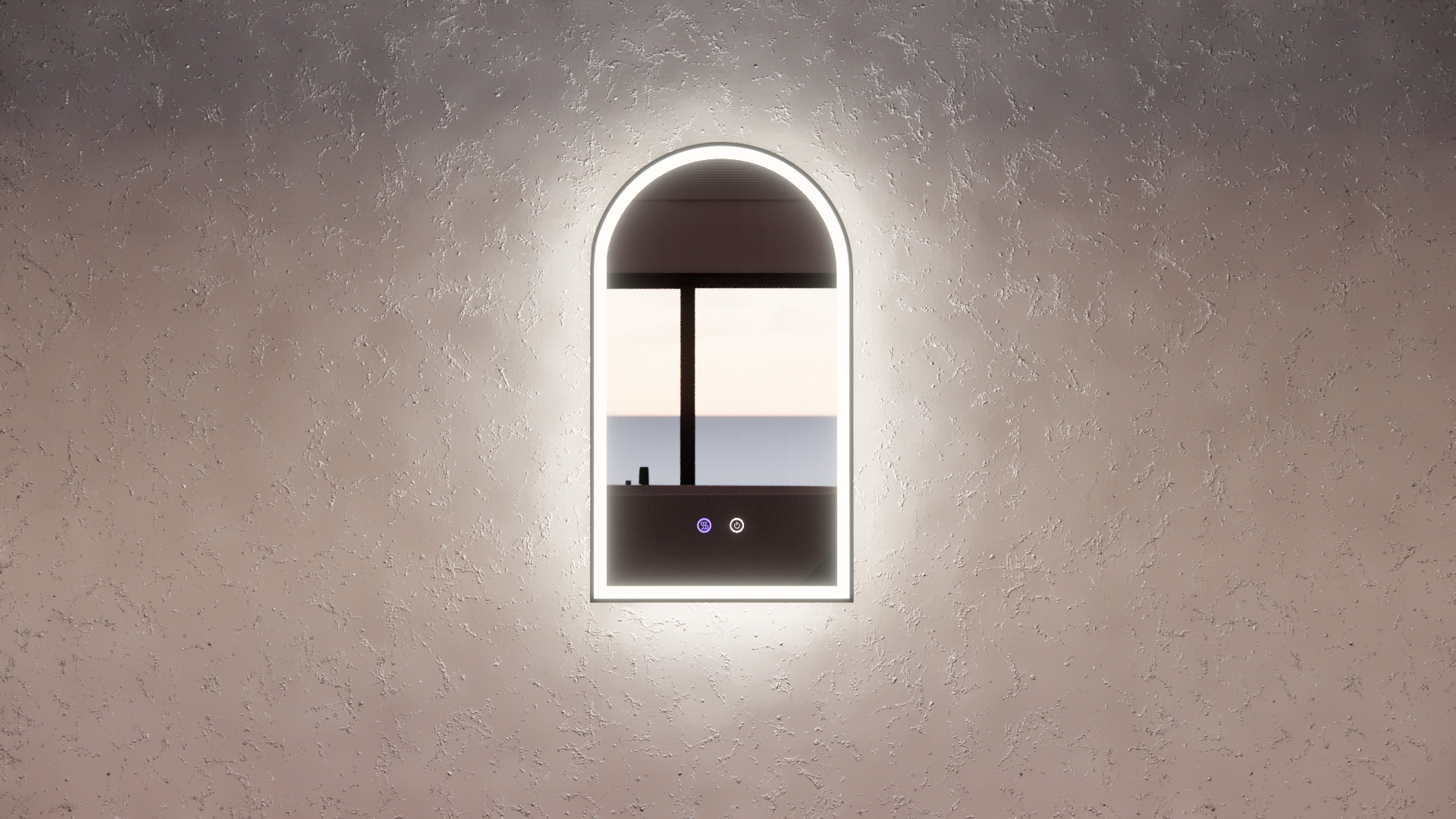 Black Framed Arch LED Mirror with Easy Hooks and Dimmer - MLED-AR2-8045BF 800x450mm