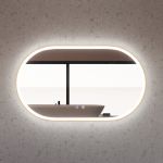 Riva Brushed Gold Framed Oval LED Mirror with Easy Hooks and Dimmer - MLED-O1-1270GF 1200x700mm