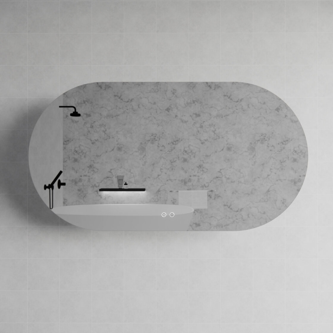 O2 1500x800mm Three Colors Oval Backlit LED Mirror