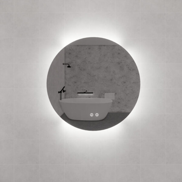 R4 Three Color Lights Backlit Round LED Mirror, with Defogging Function, Easy Hook - MLED-R4-8080 800x800mm