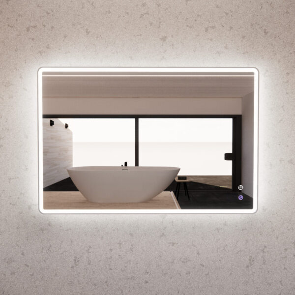 Brushed Nickel Framed S4 LED Mirror 600/750/900/1200/1500mm Rectangle Square with Easy Hooks and Dimmer - MLED-S4-1280BN 1200x800mm