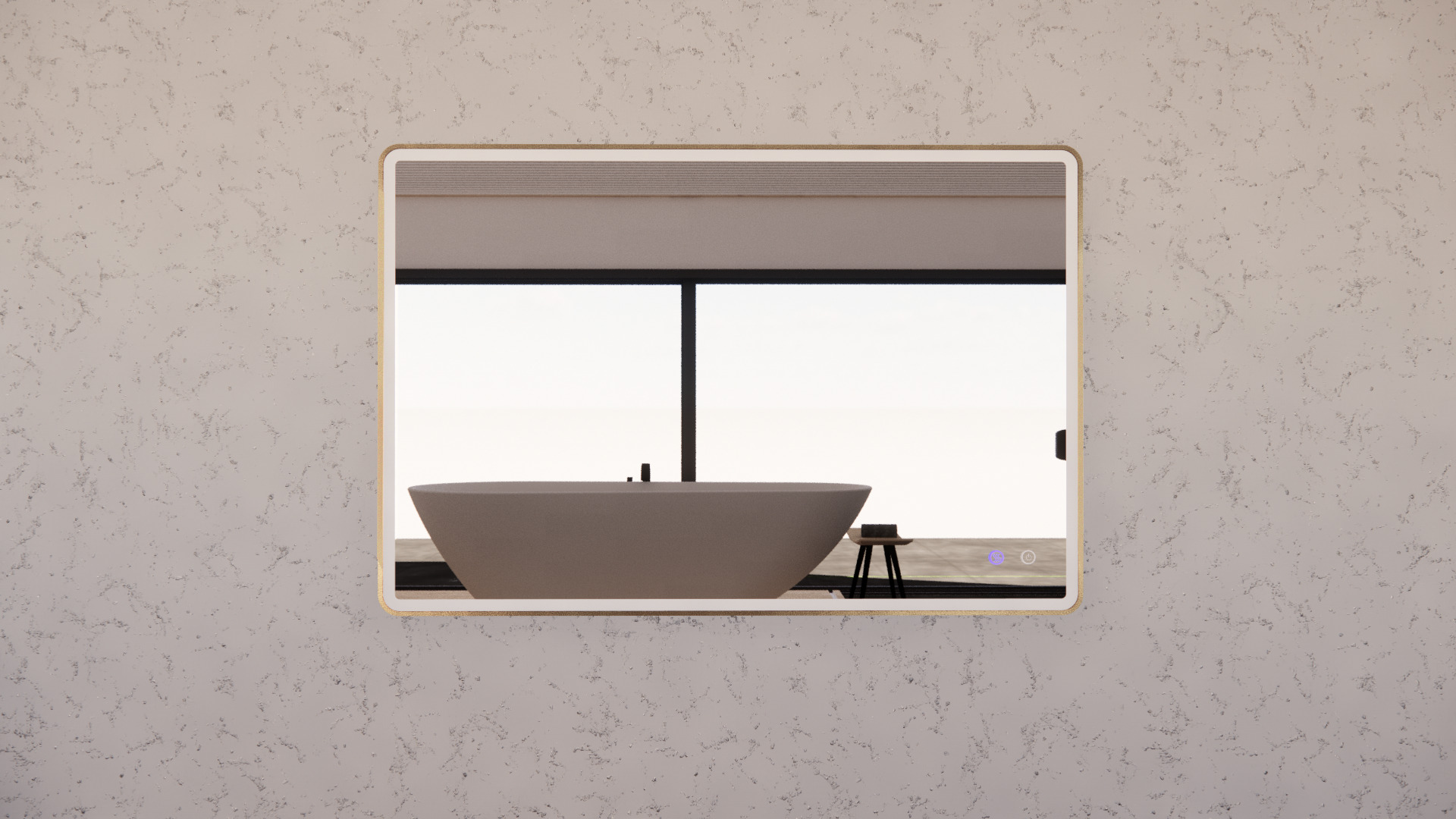 Riva Brushed Gold Framed S4 LED Mirror 600/750/900/1200/1500mm Rectangle Square with Easy Hooks and Dimmer - MLED-S4-1280GF