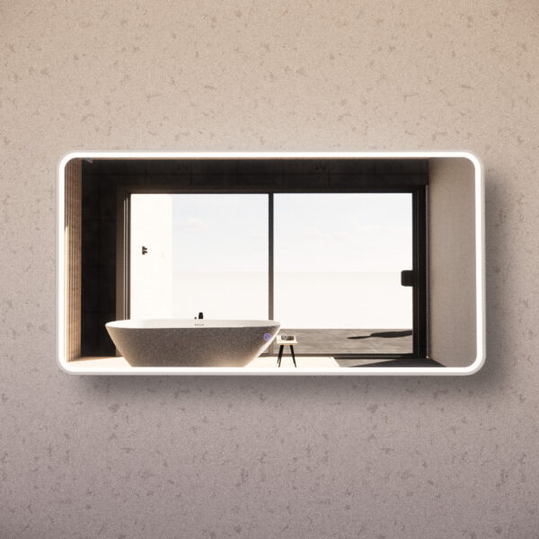 Brushed Nickel Framed S4 LED Mirror 600/750/900/1200/1500mm Rectangle Square with Easy Hooks and Dimmer - MLED-S4-1580BN 1500x800mm