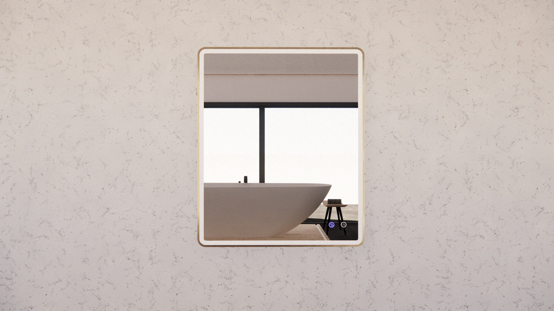 Riva Brushed Gold Framed S4 LED Mirror 600/750/900/1200/1500mm Rectangle Square with Easy Hooks and Dimmer - MLED-S4-9075GF