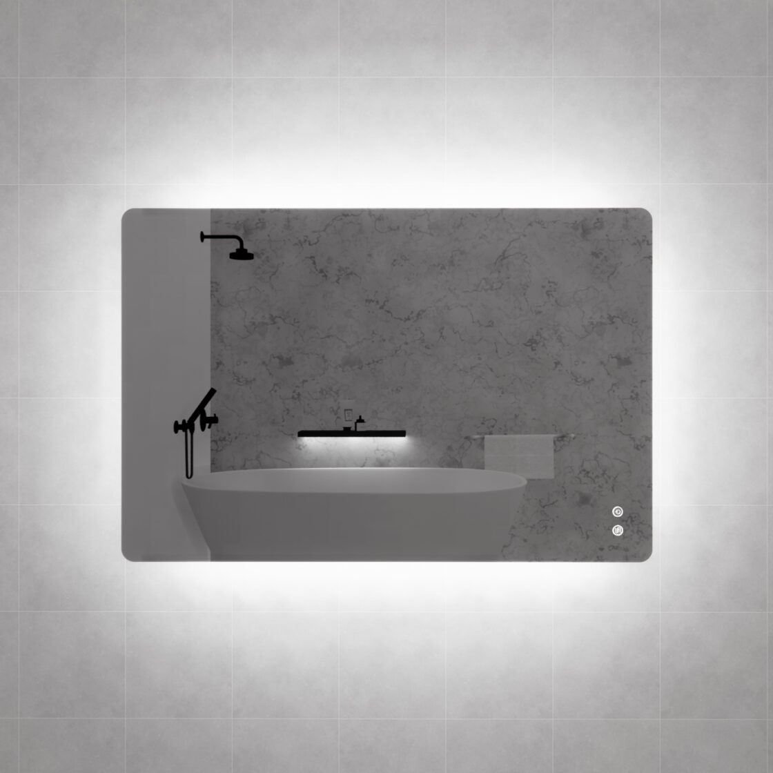 S5 Three Color Lights Backlit Rectangle Square LED Mirror, with Defogging Function, Easy Hook - MLED-S5-1280 1200x800x45mm