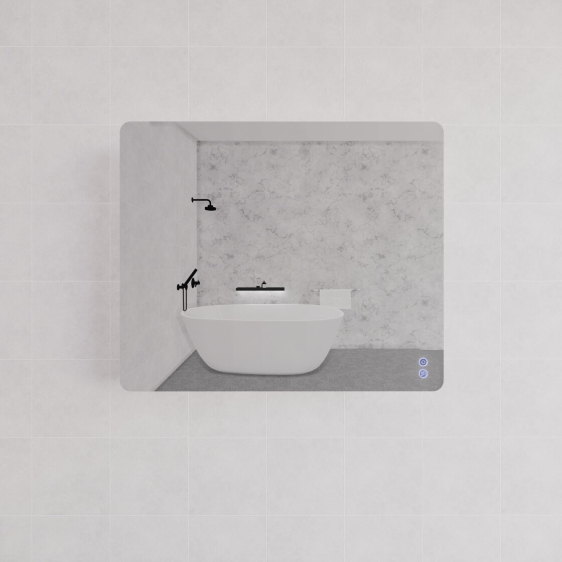 S5 Three Color Lights Backlit Rectangle Square LED Mirror, with Defogging Function, Easy Hook - MLED-S5-7590 750x900x45mm