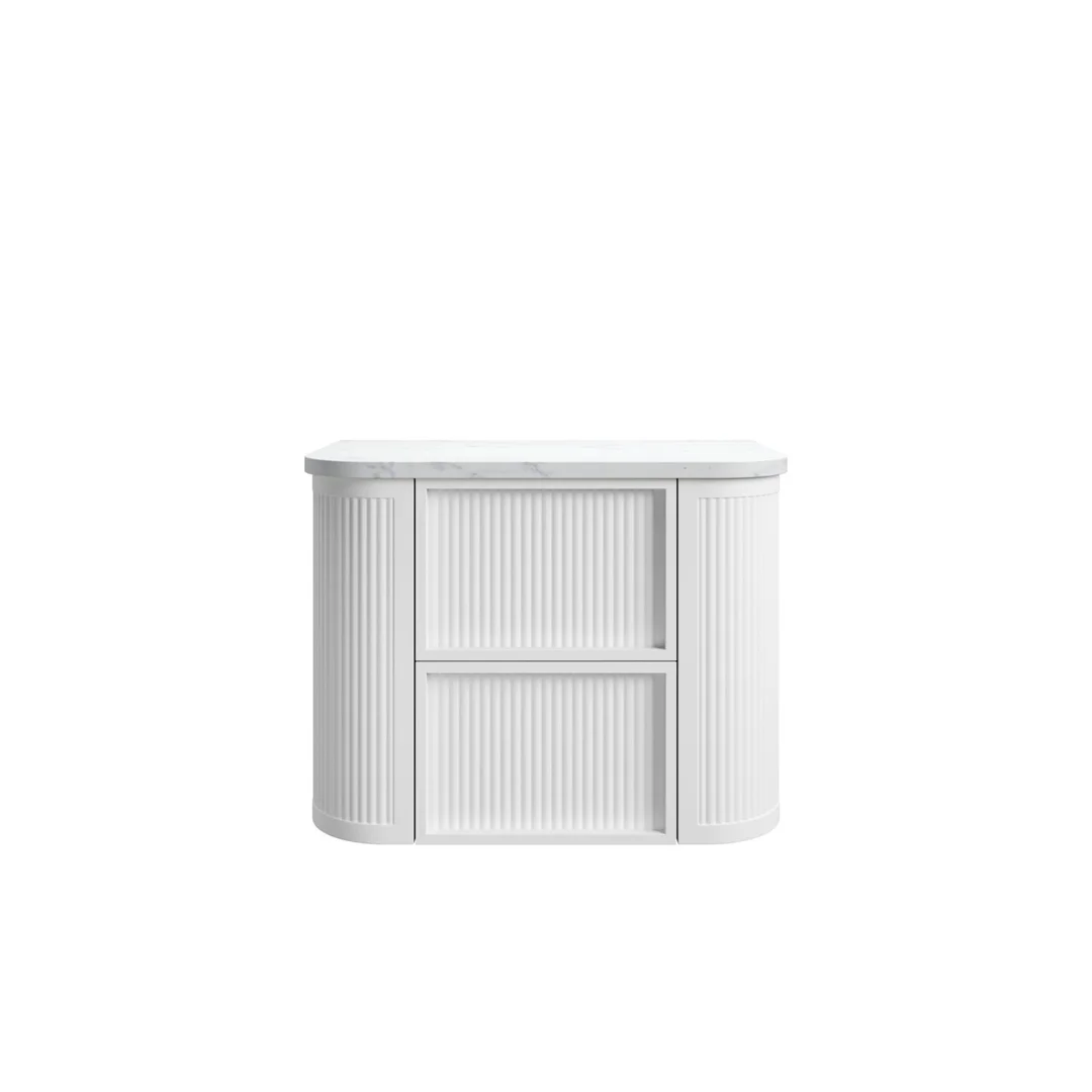 Ramee Fluted Wall Hung 750mm Matte White Cabinet