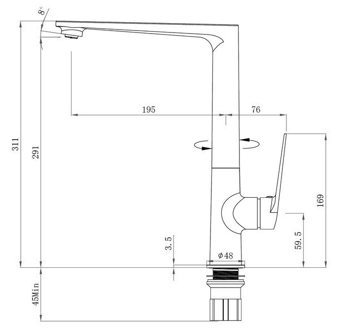 Inspire Zevio Kitchen Sink Mixer