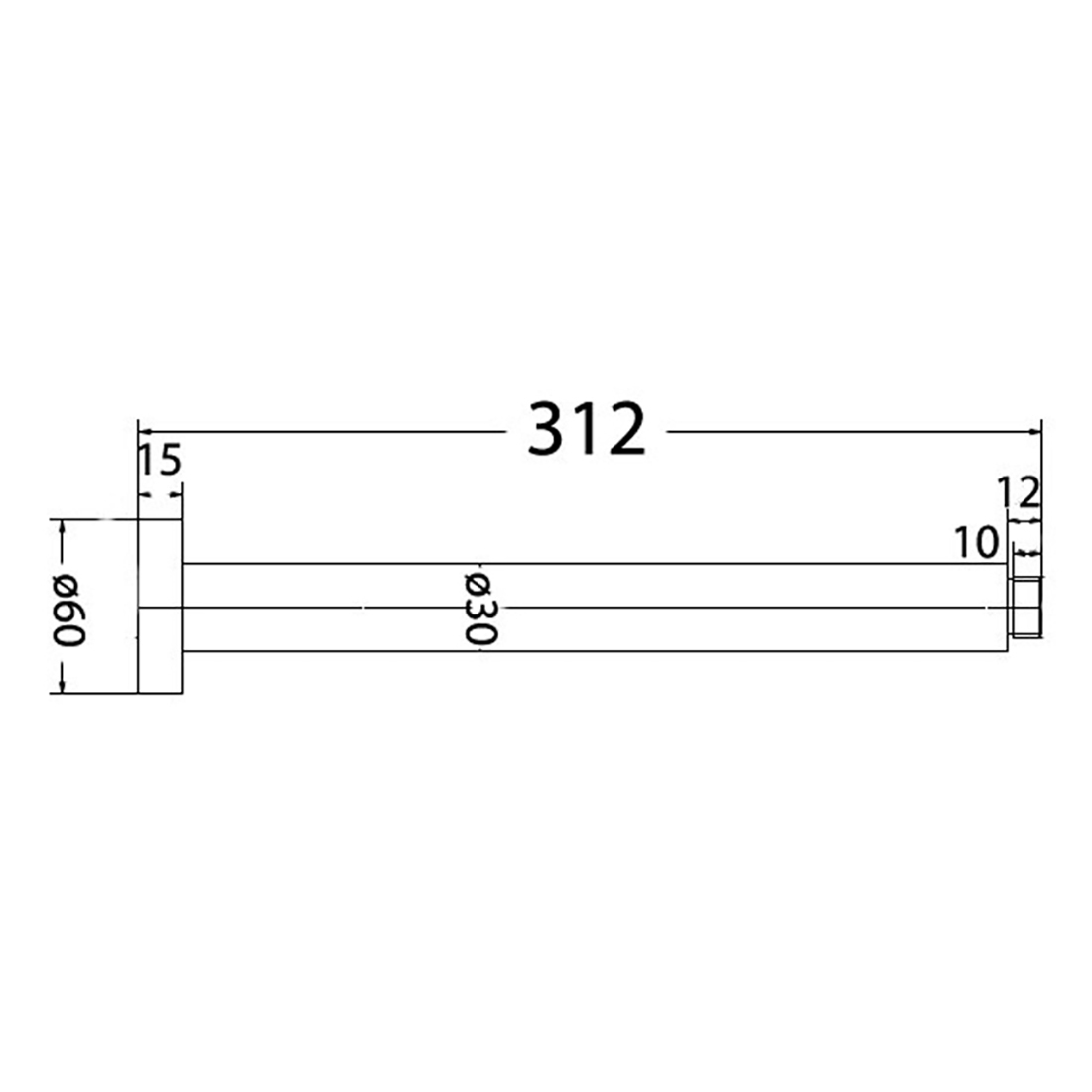 ACL Round Ceiling Shower Arm Vertical 300mm