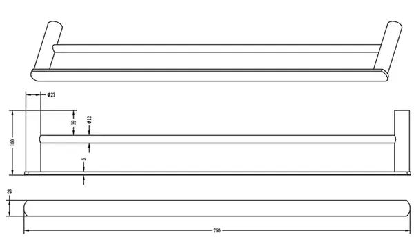Vetto 750mm Double Towel Rail