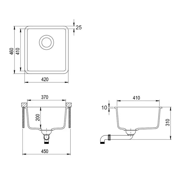Granite Sink 420x460 Black