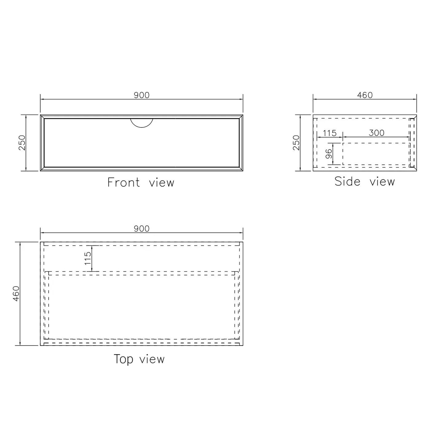 Moonlight 900mm White Wall Hung Cabinet