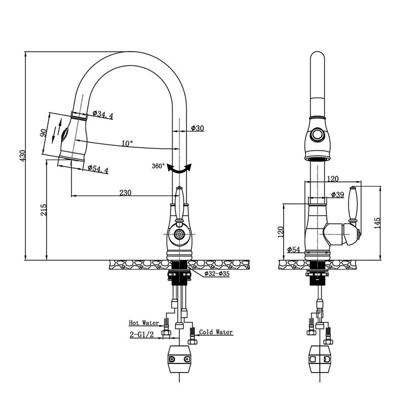 Black Pull Out Kitchen Mixer
