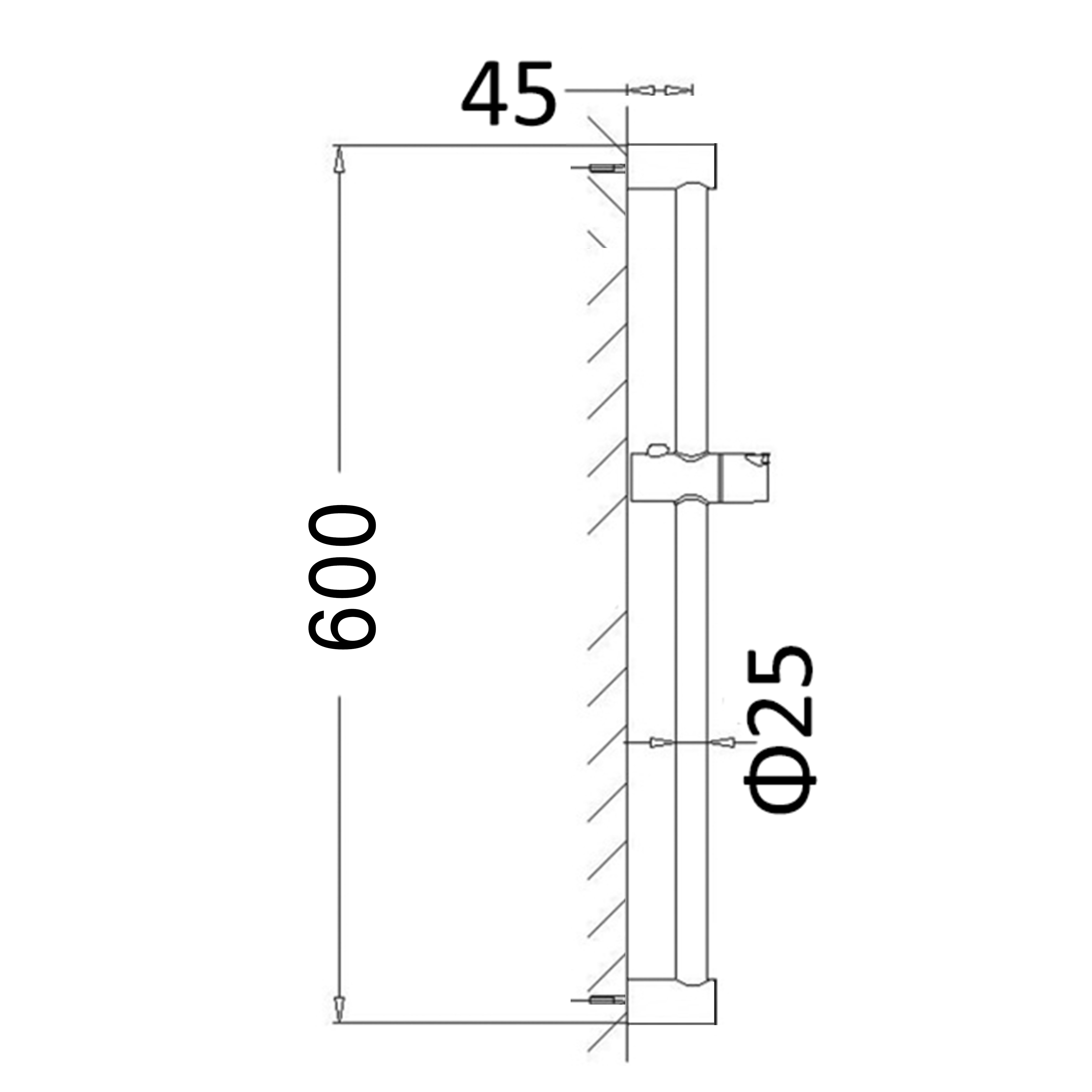 Pavia Black Shower Rail With Round Handheld Shower Piece