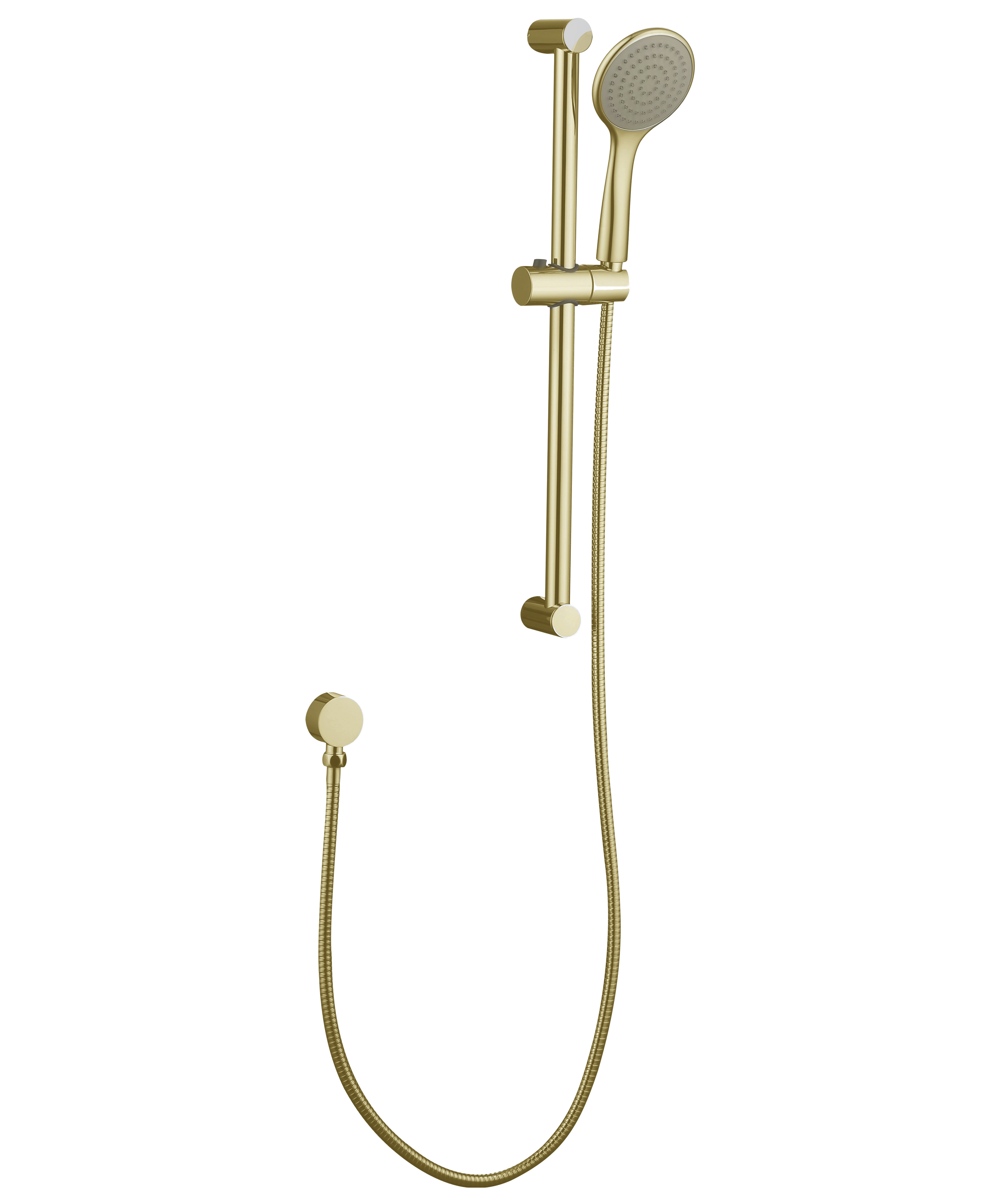 Pavia Brushed Gold Shower Rail With Round Handheld Shower Piece