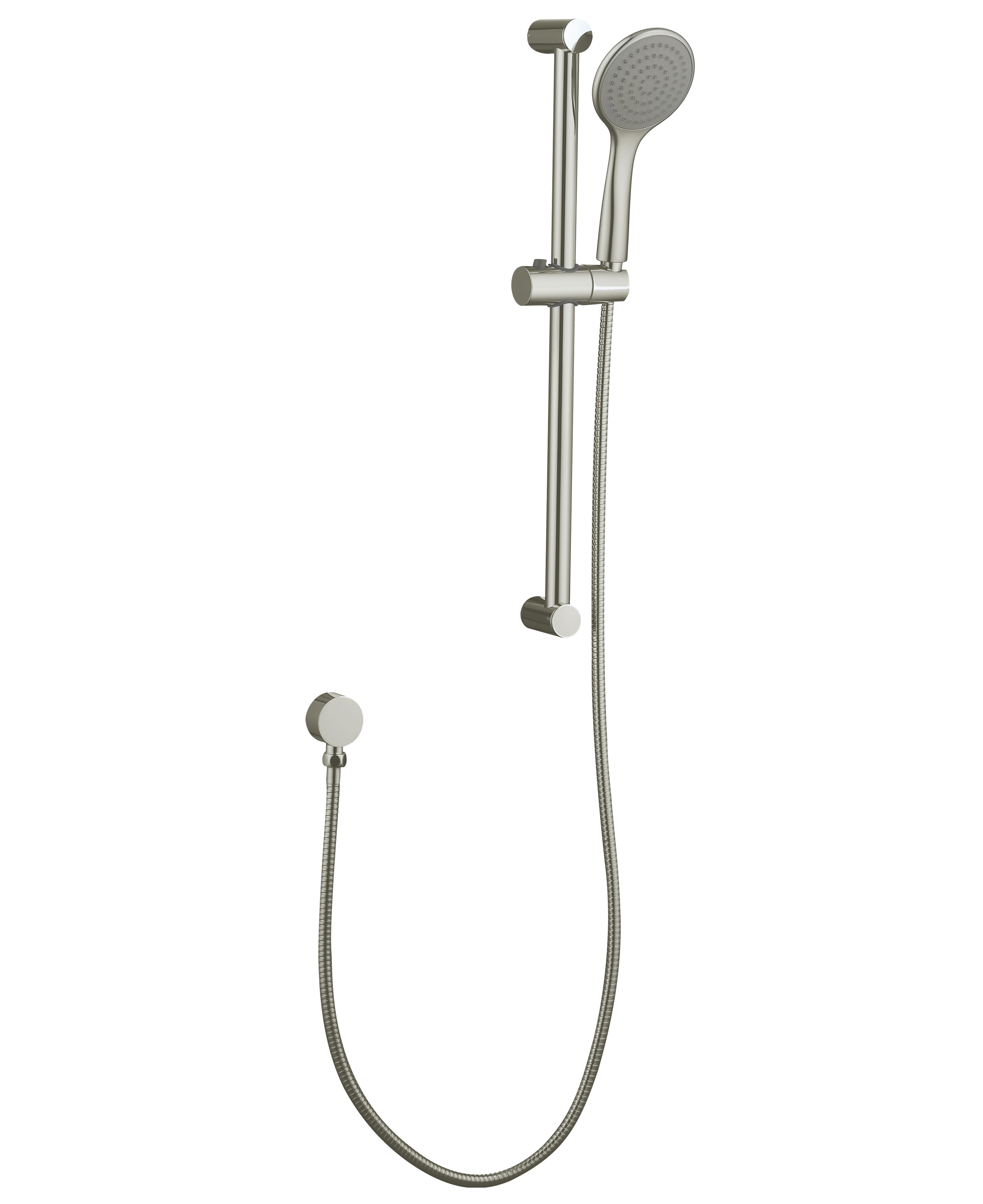 Pavia Brushed Nickel Shower Rail With Round Handheld Shower Piece