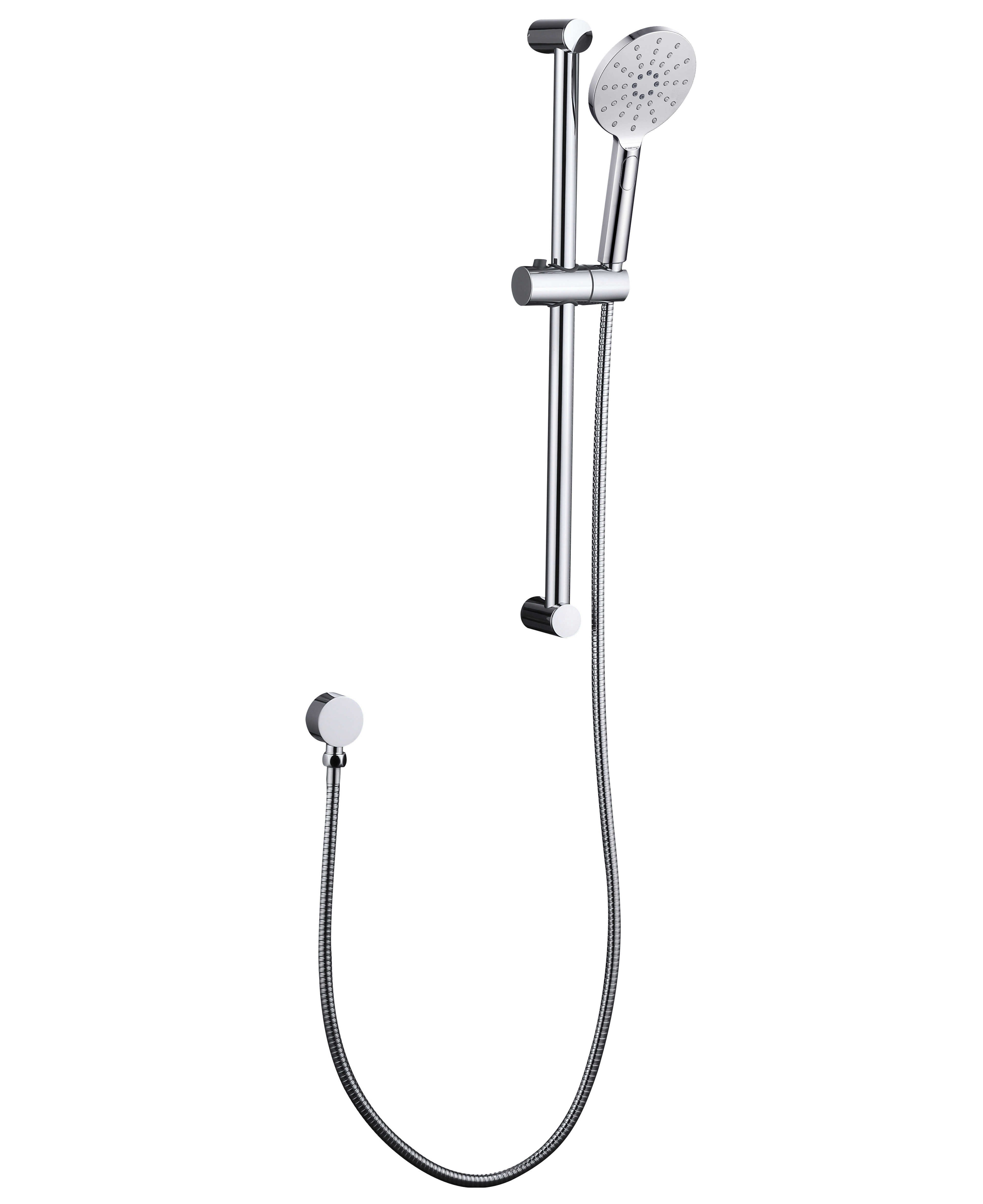 Pavia Chrome Shower Rail With Round Handheld Shower Piece