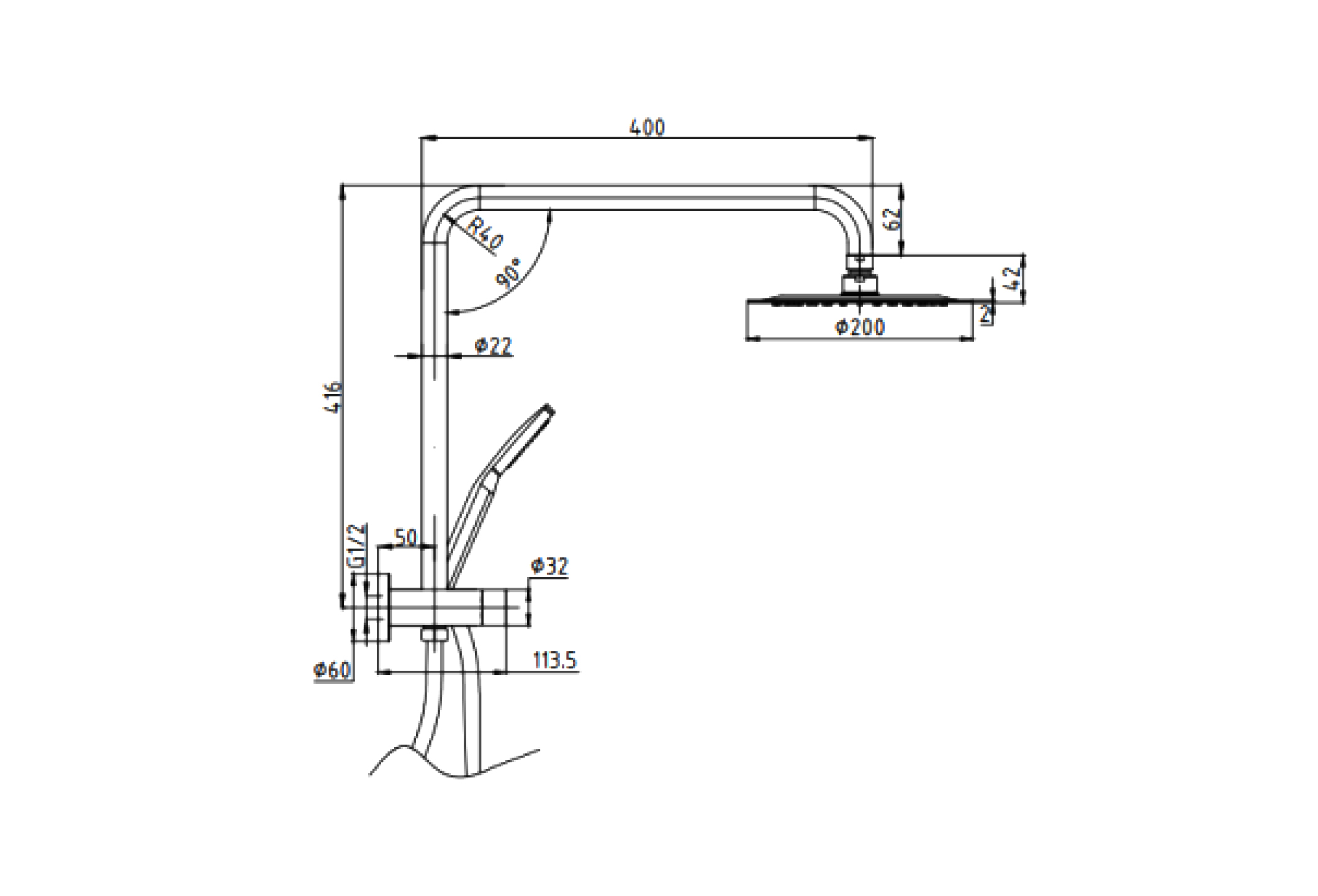 Pavia Compact Twin Shower With 200mm Round Head Chrome