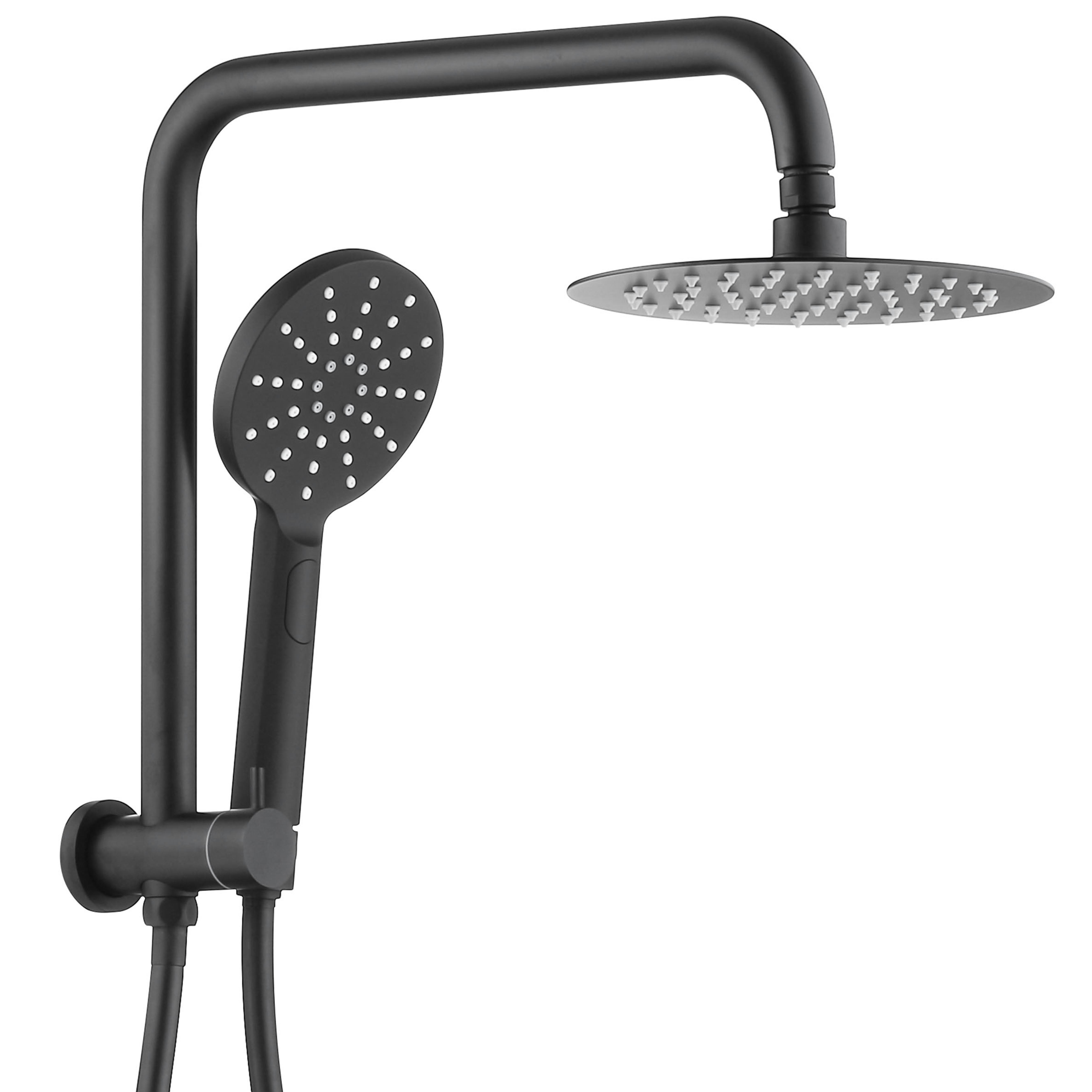 Pavia Compact Twin Shower With 200mm Round Head Matte Black