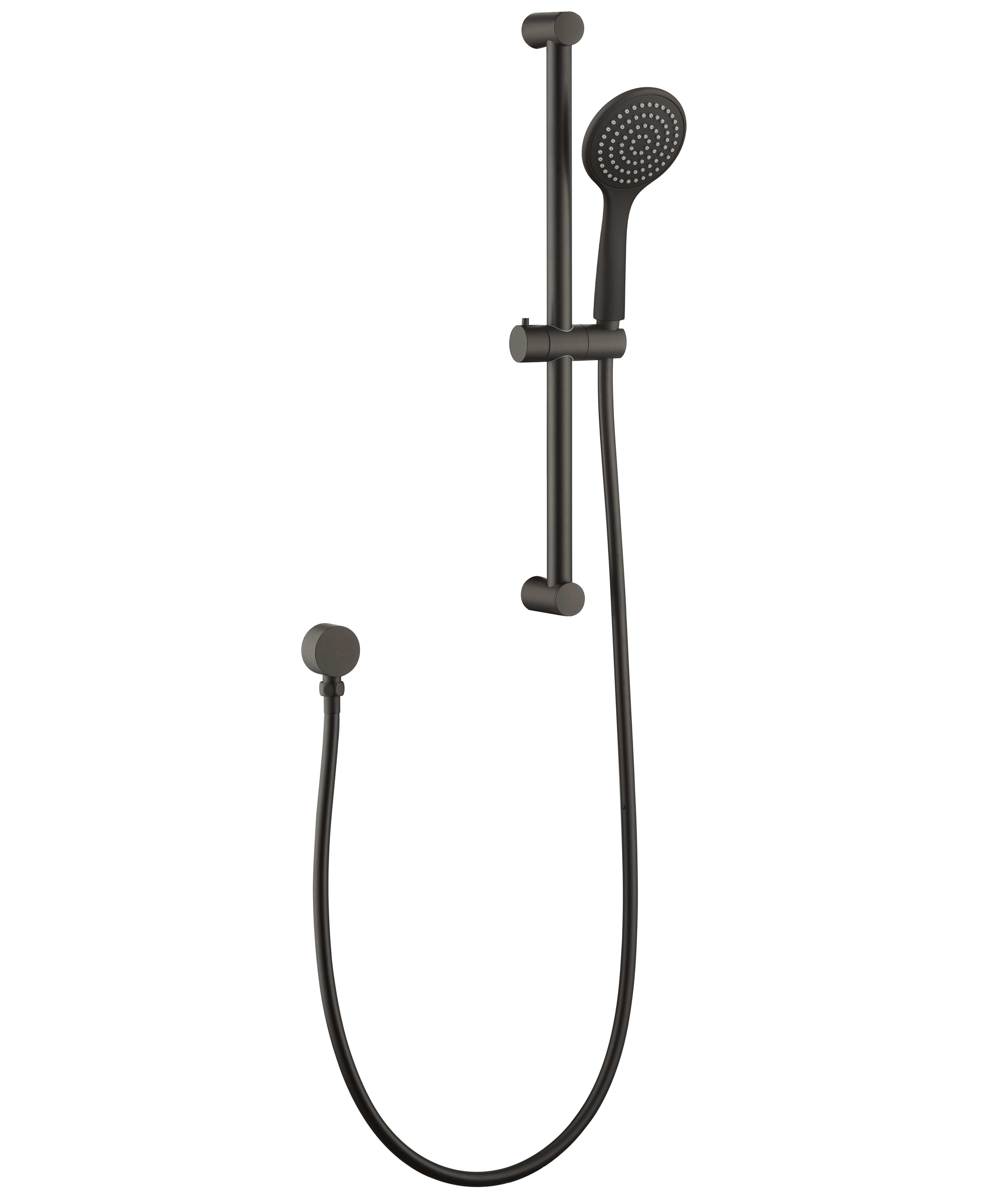 Pavia Gun Metal Shower Rail With Round Handheld Shower Piece