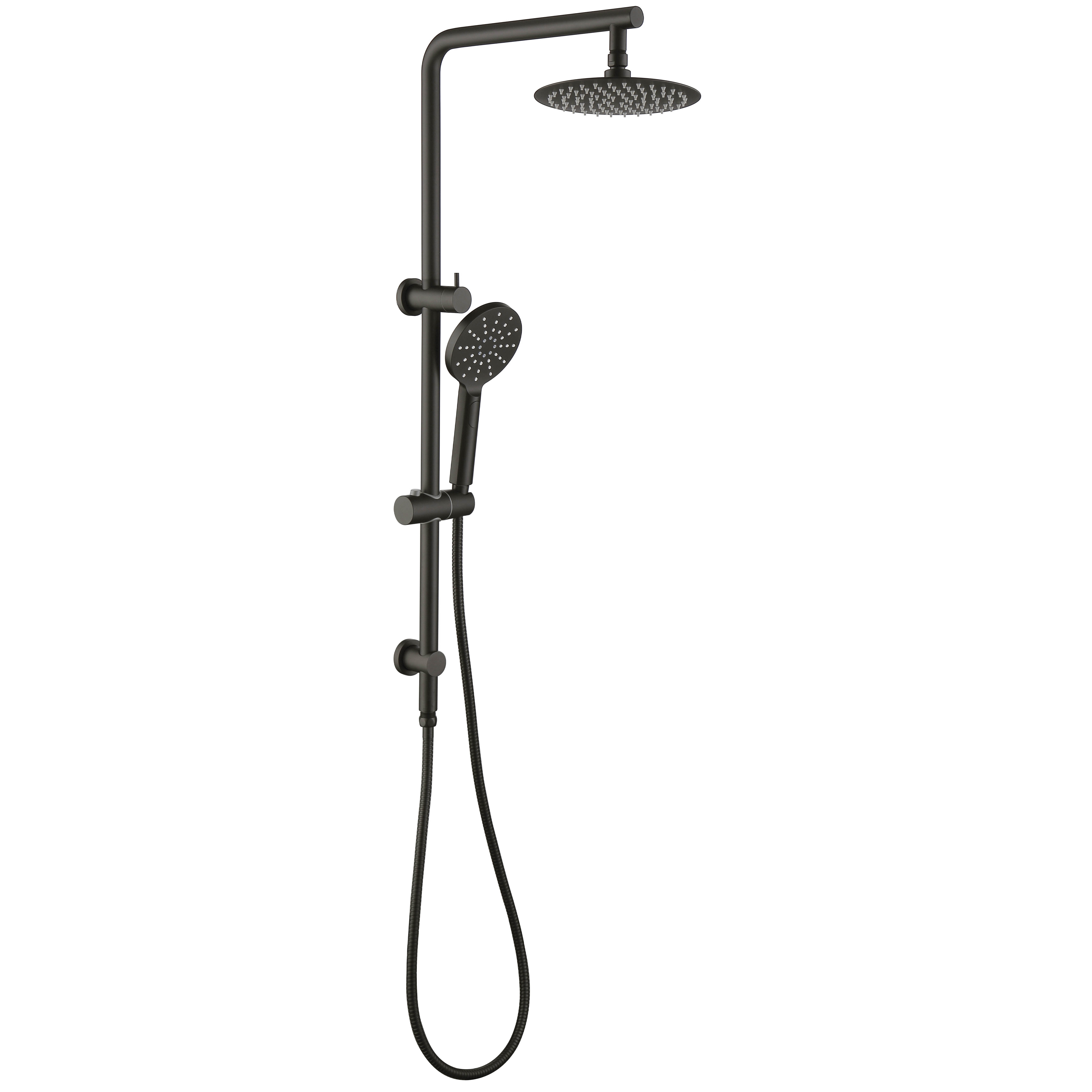 Pavia Twin Shower On Rail 200mm Shower Head Round Gunmetal