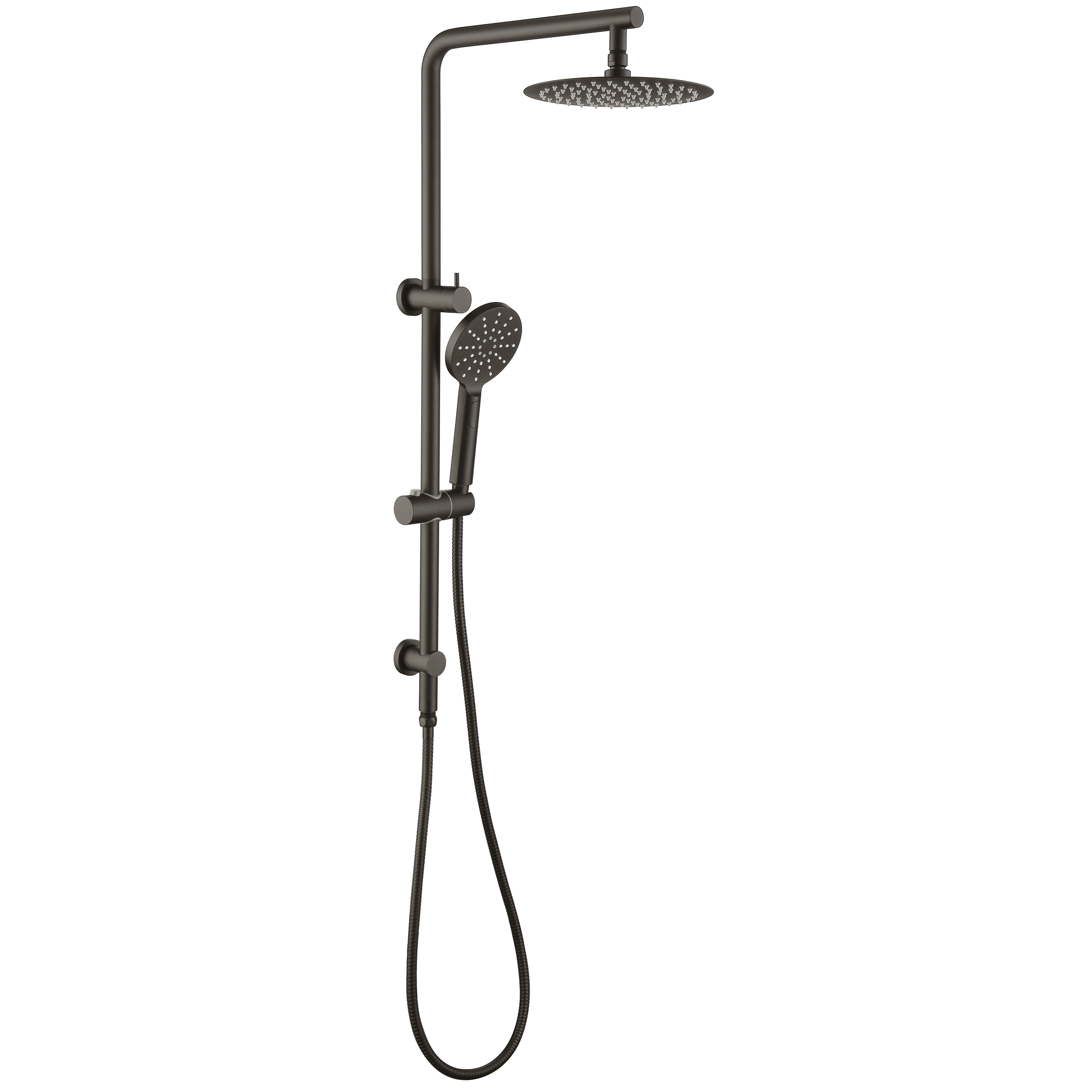 Pavia Twin Shower On Rail 200mm Shower Head Round Gunmetal