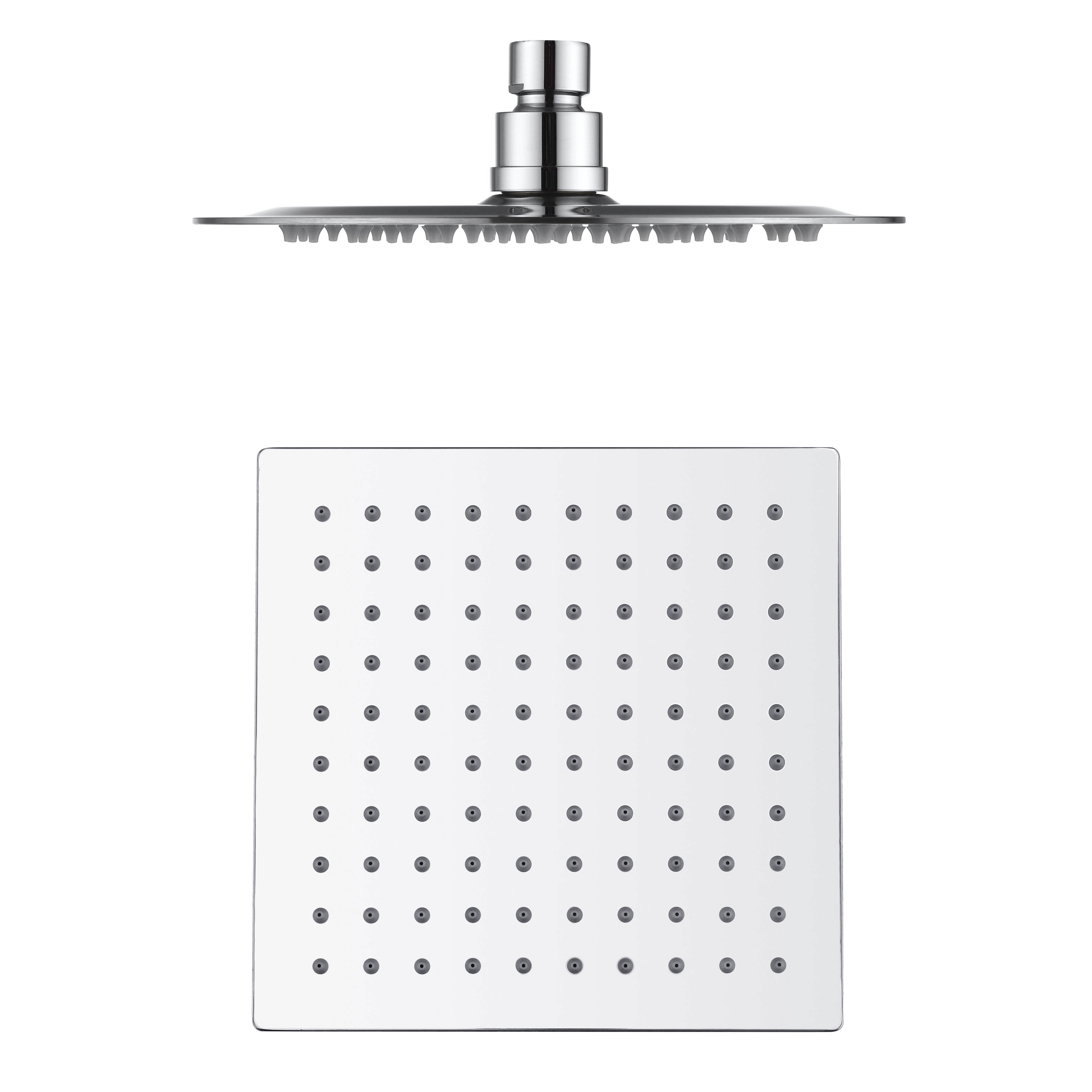 Taran 200mm Chrome Twin Shower Half Rail Top Inlet Square