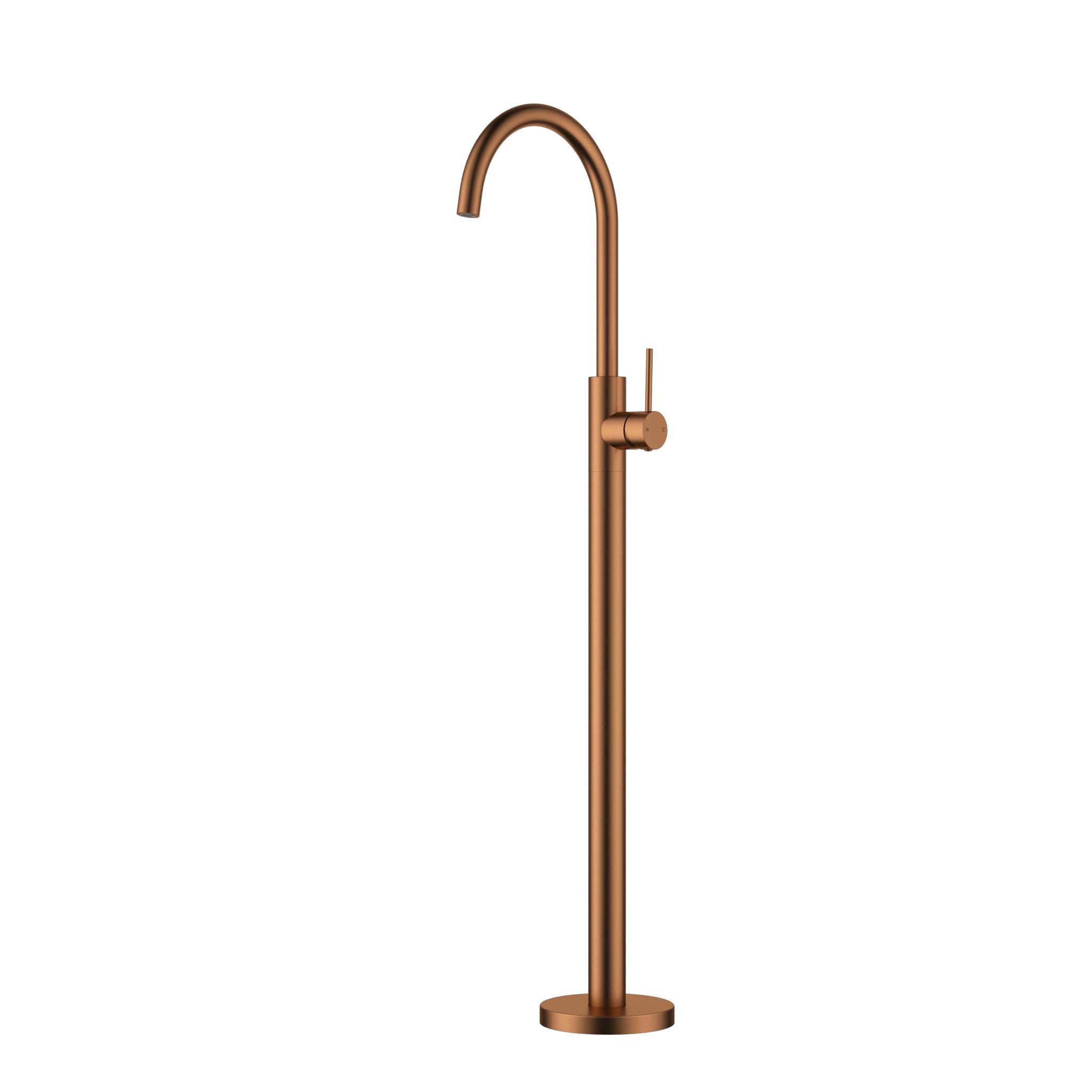Otus Slimline Bath Mixer Freestanding - Brushed Copper