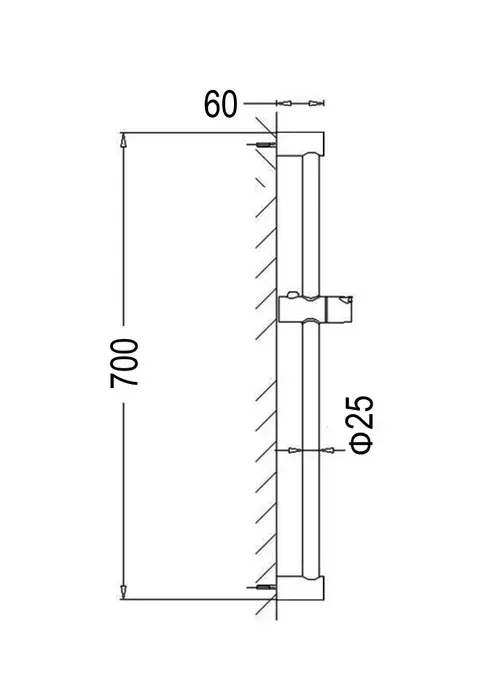 Taran Chrome Shower Rail with Square Handheld Shower Piece