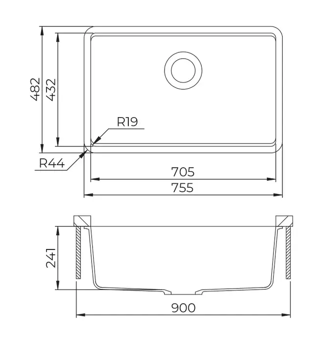 Inspire Granite Kitchen  Sink 755x480 Black