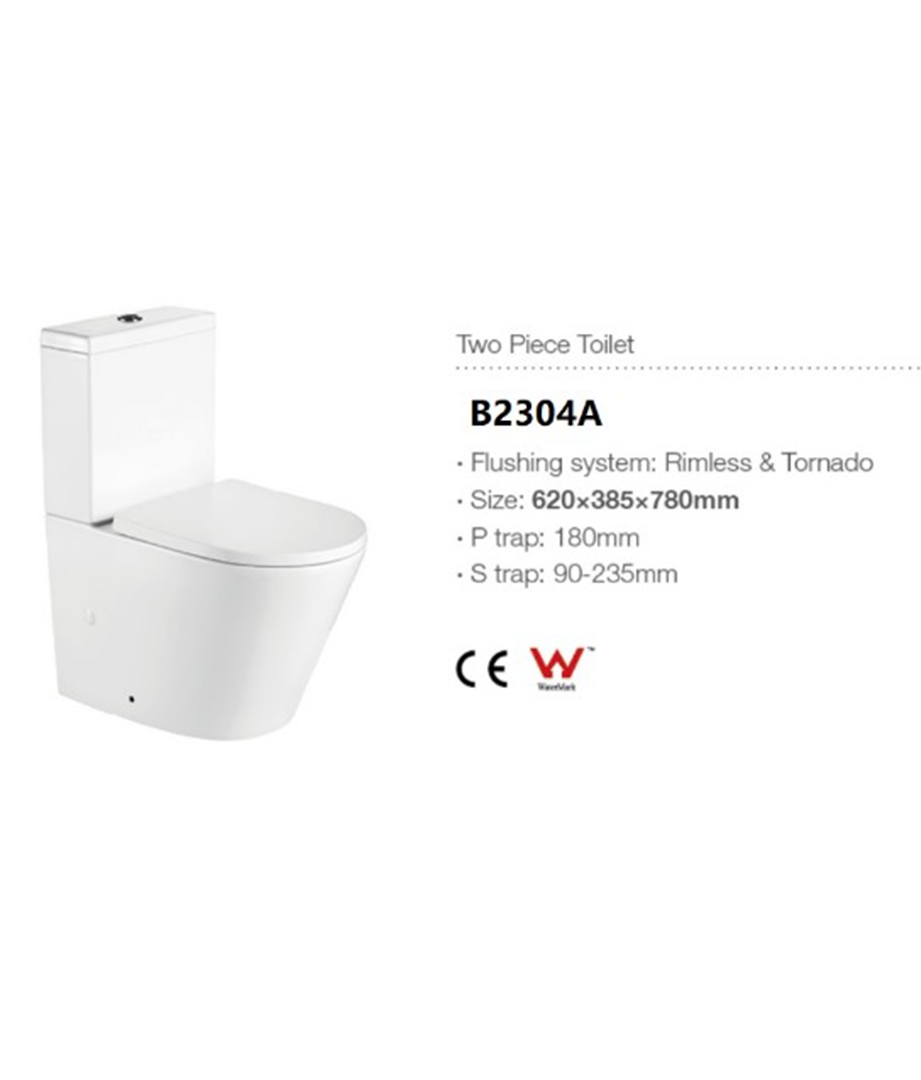 Anatolian Ceramic Toilet - White, Dual Flush, Tornado Rimless, Soft-Close Lid