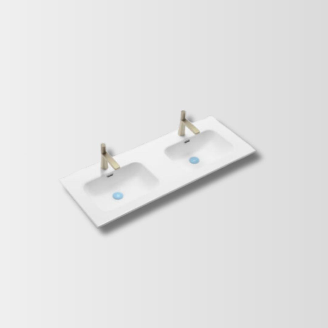 Eden 1200mm Double Gloss White ceramic top with overflow