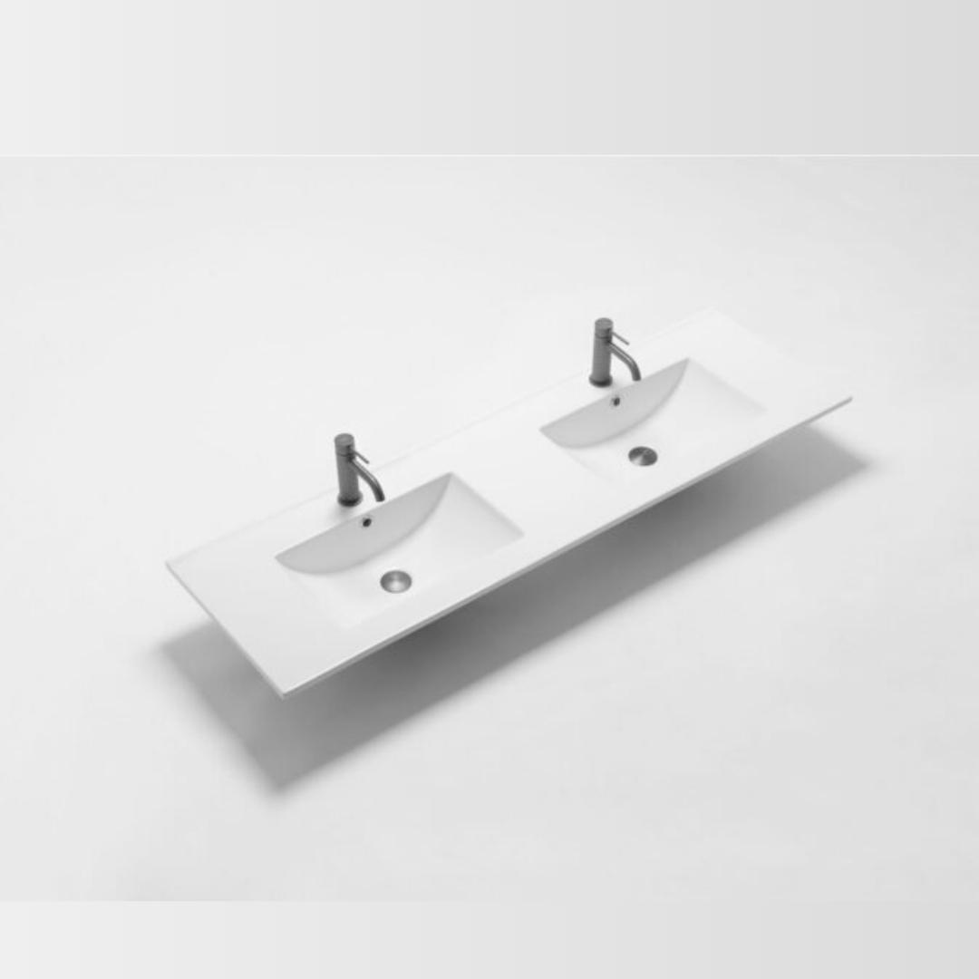 Eden 750mm Gloss White ceramic top with overflow