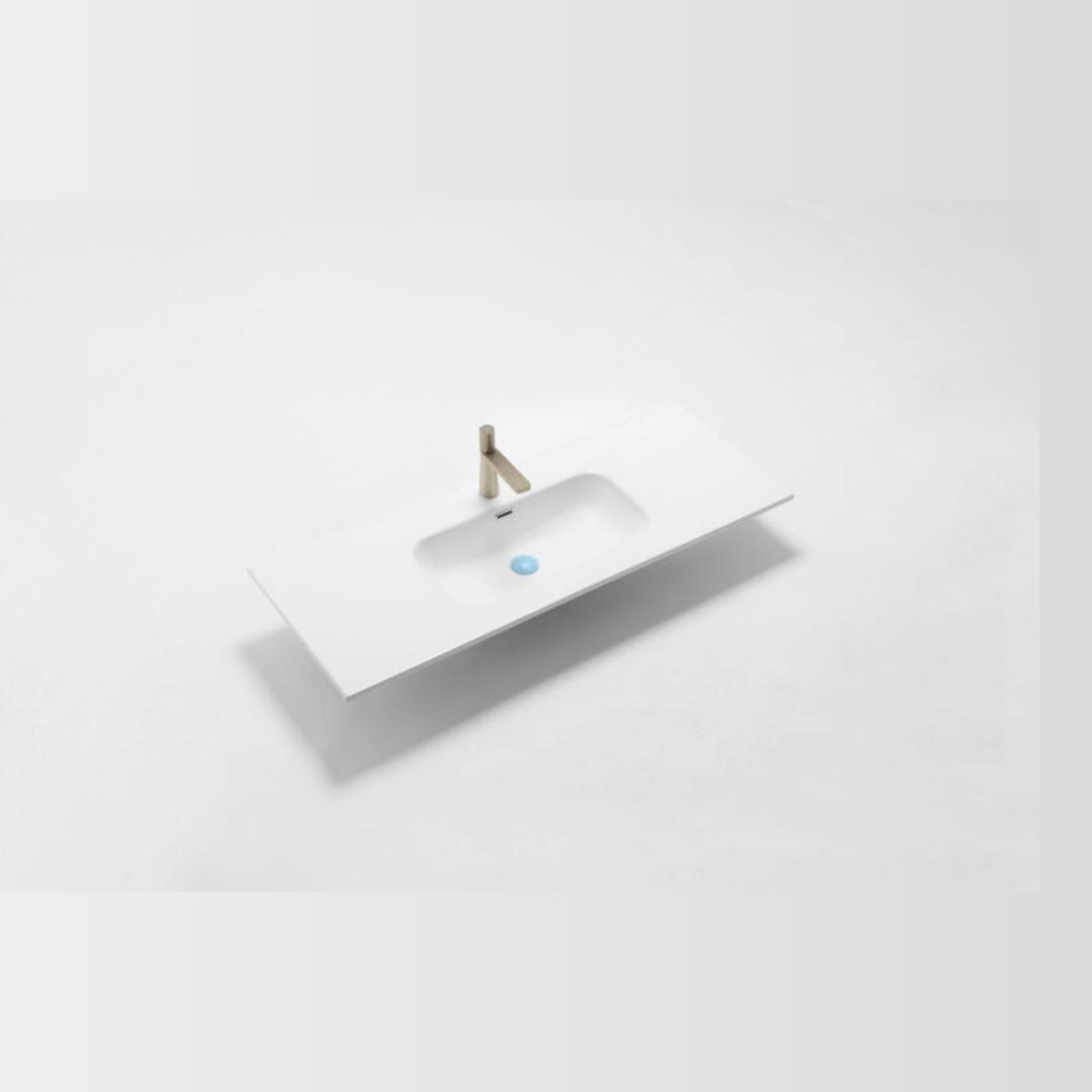 Eden 1200mm single Gloss White ceramic top with overflow